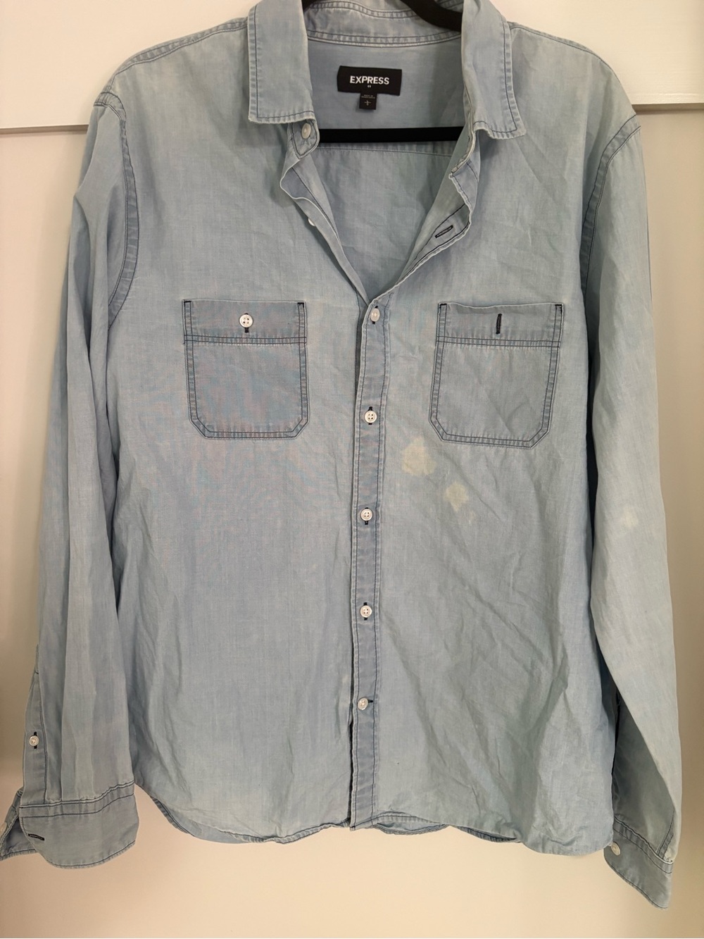 Express Light Blue Denim Button-Down Shirt